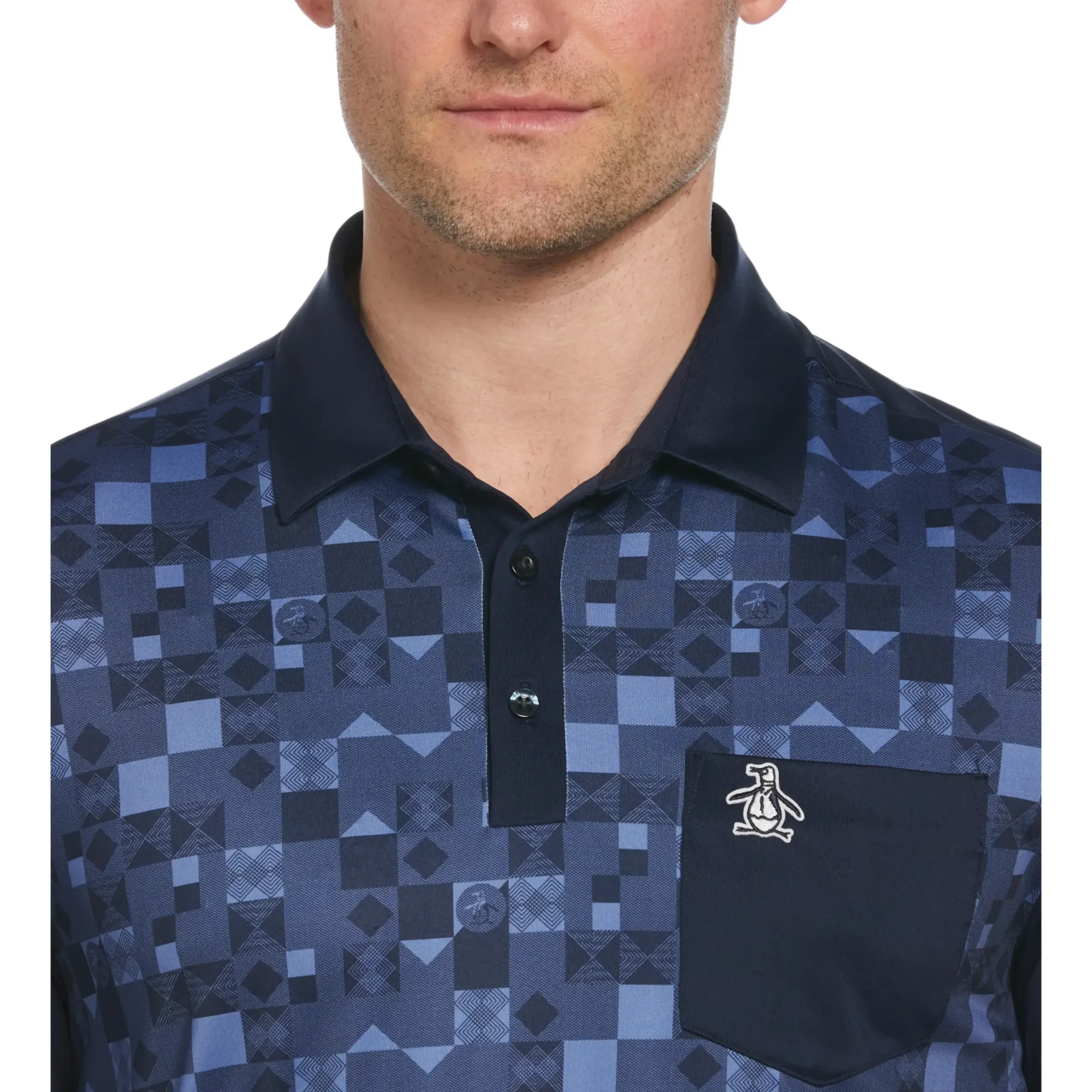 50's Color Block Print Golf Polo