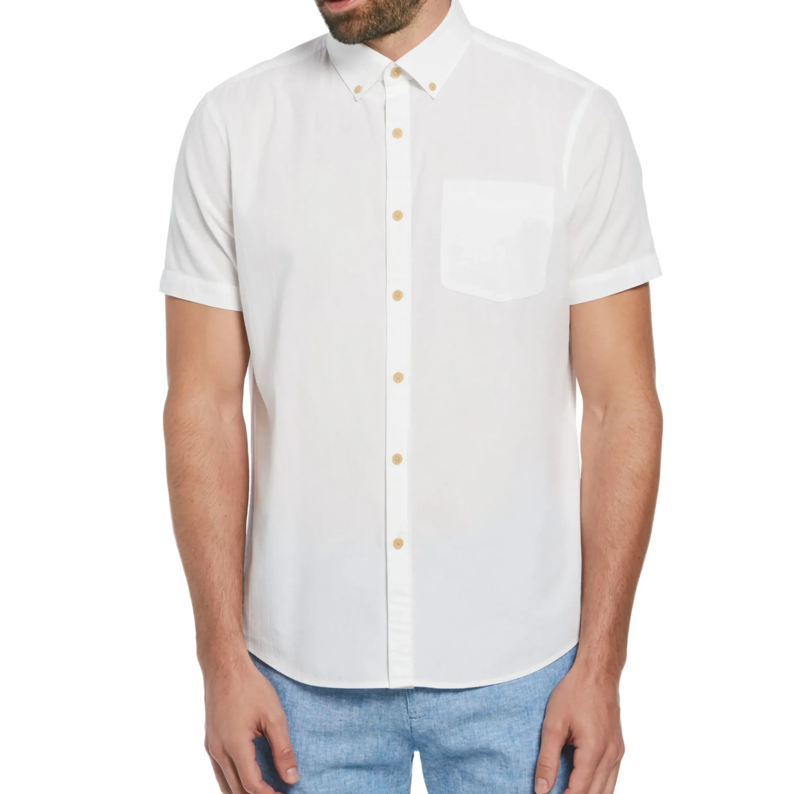 Seersucker Crinkle Yarn Solid Shirt