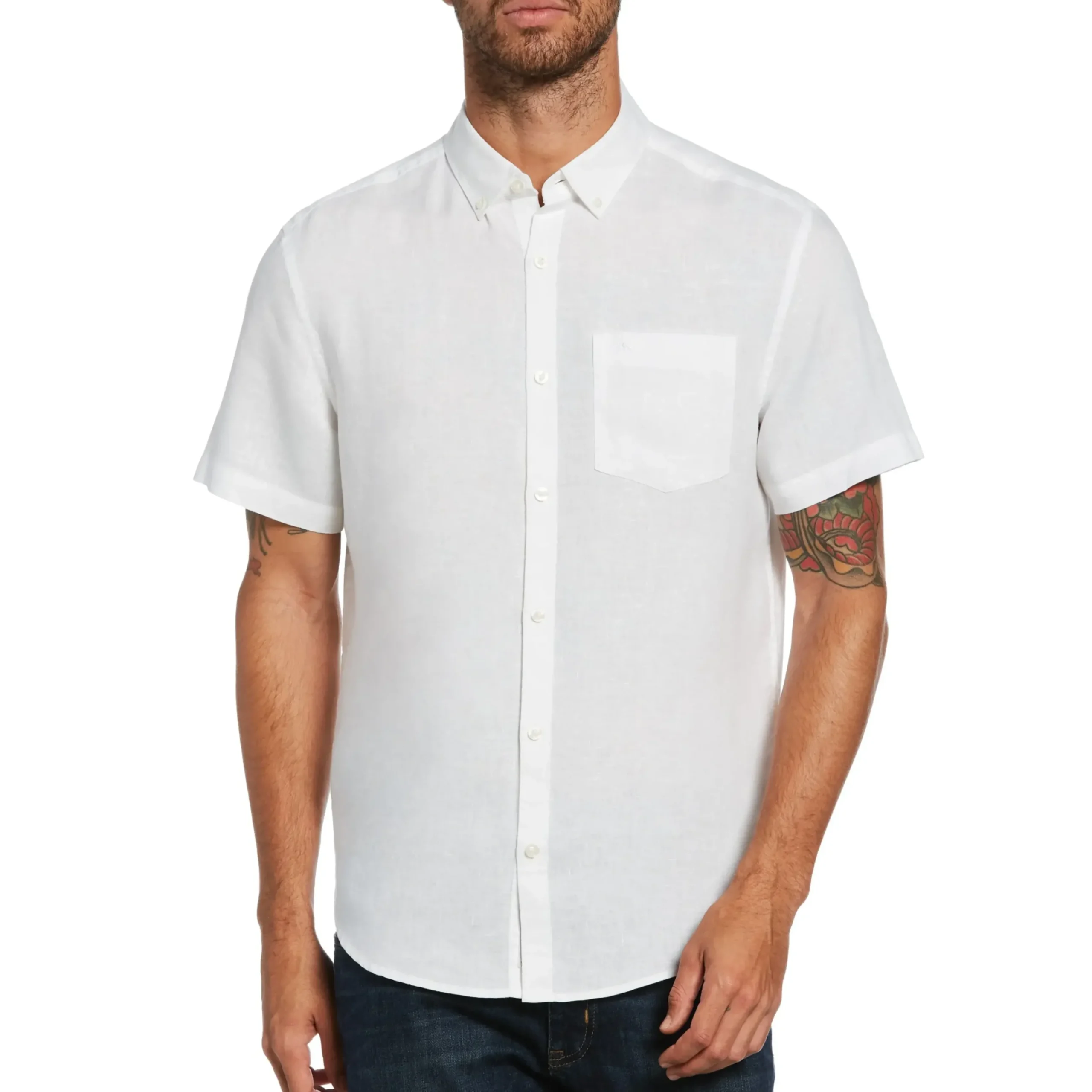 Short Sleeve Washed Linen Shirt
