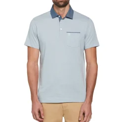 Stripe Chambray Collar Polo