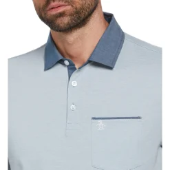 Stripe Chambray Collar Polo