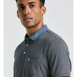 Stripe Chambray Collar Polo