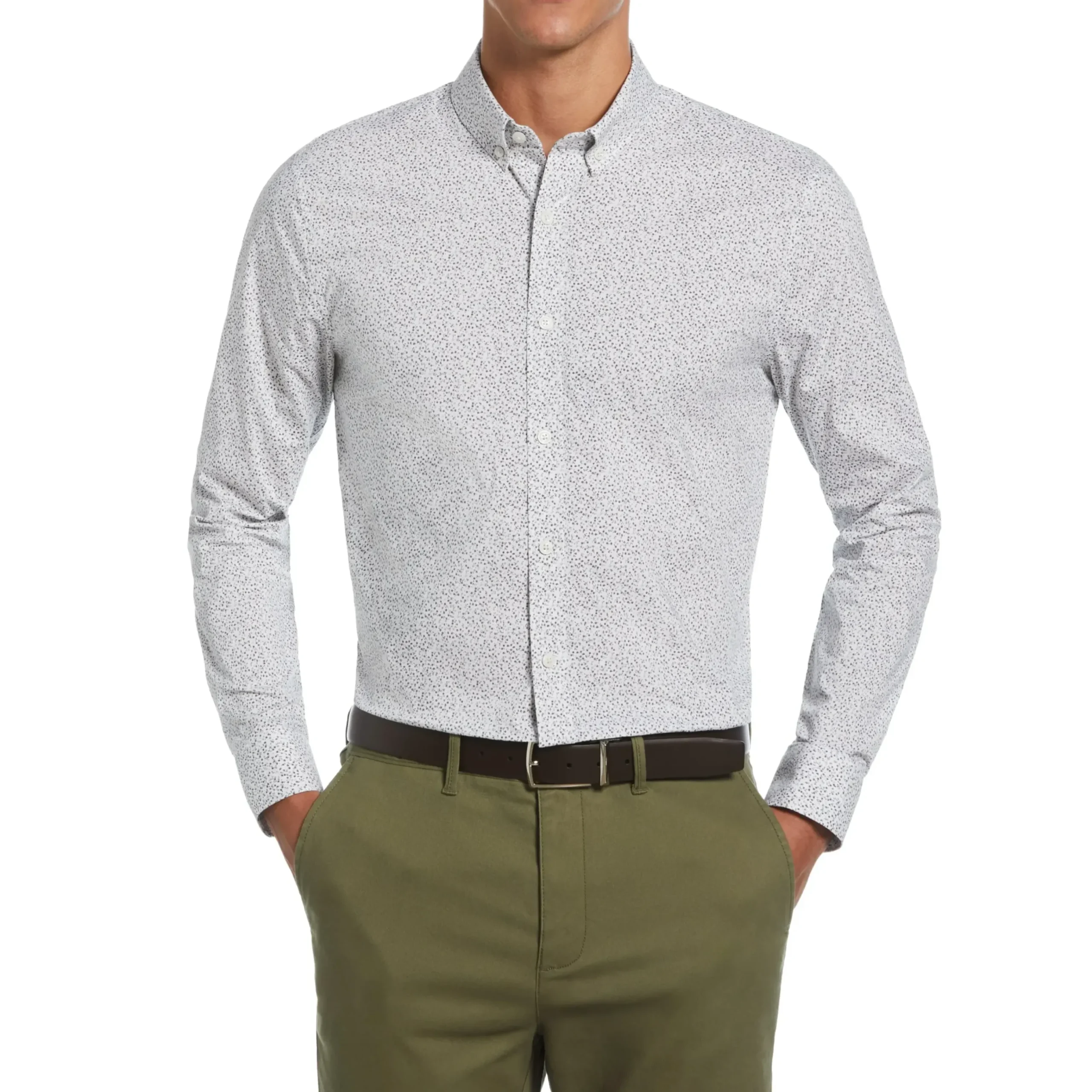 Tangerine Micro Floral Dress Shirt