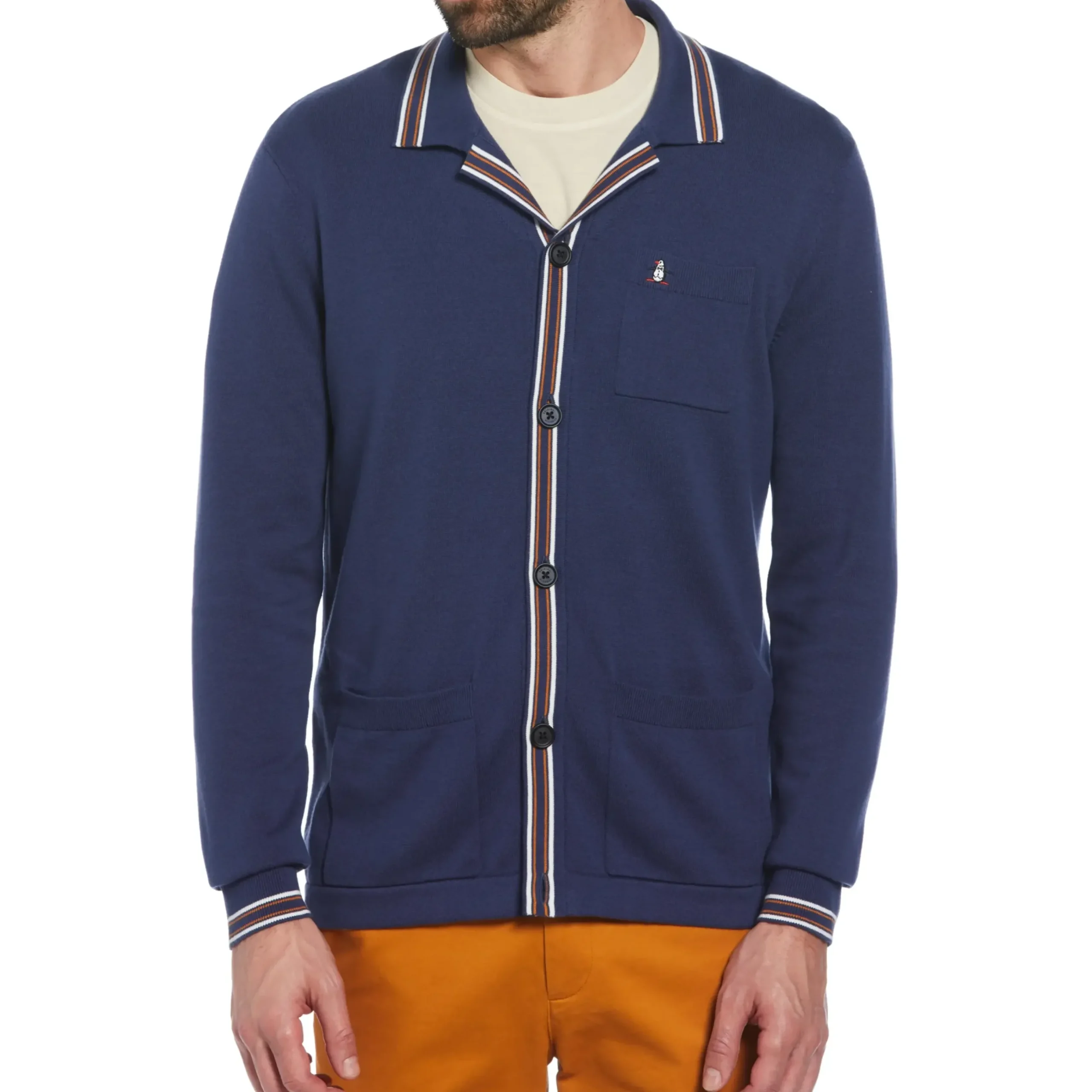 Tipped Cardigan Sweater