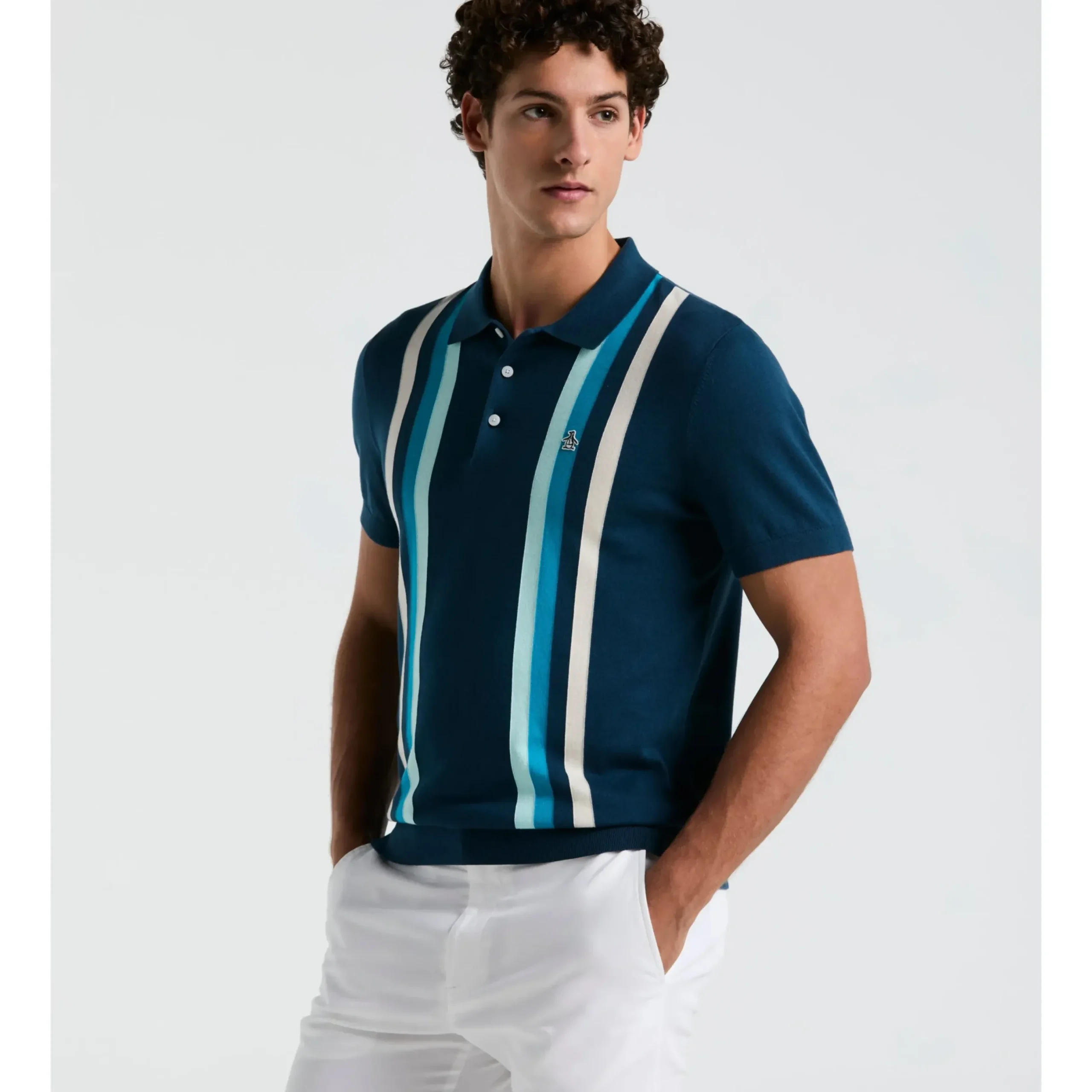 Vertical Stripe Sweater Polo