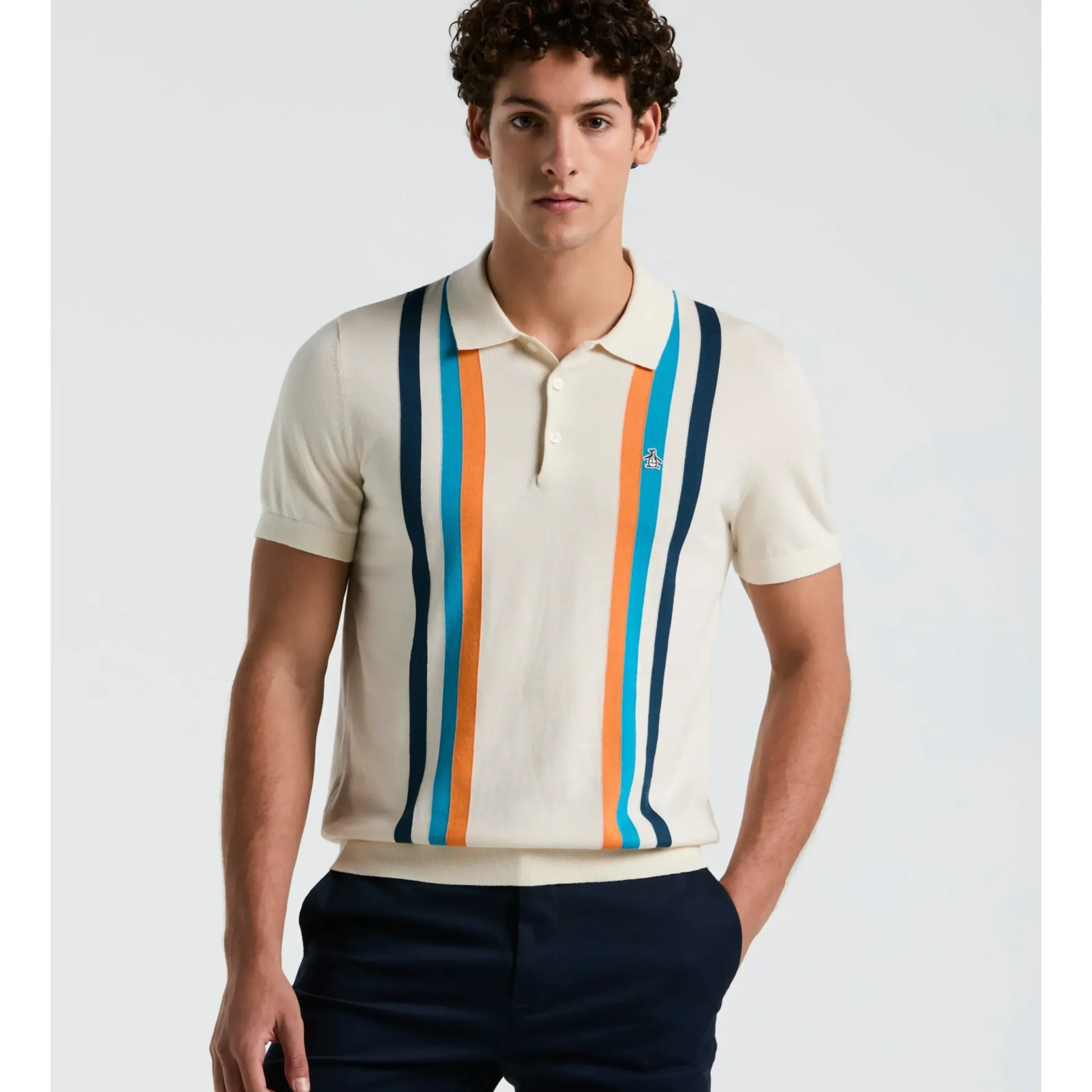 Vertical Stripe Sweater Polo