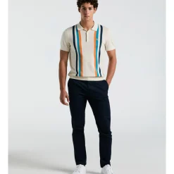 Vertical Stripe Sweater Polo