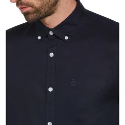 Washed Linen Shirt - Dark Sapphire Blue