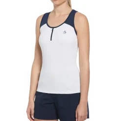 Women's Color Block Quarter Zip Tennis Tank Top
