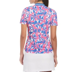 Women's Floral Print Mock Neck Golf Polo