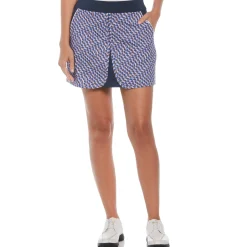 Womens Optical Print Color Block Skort
