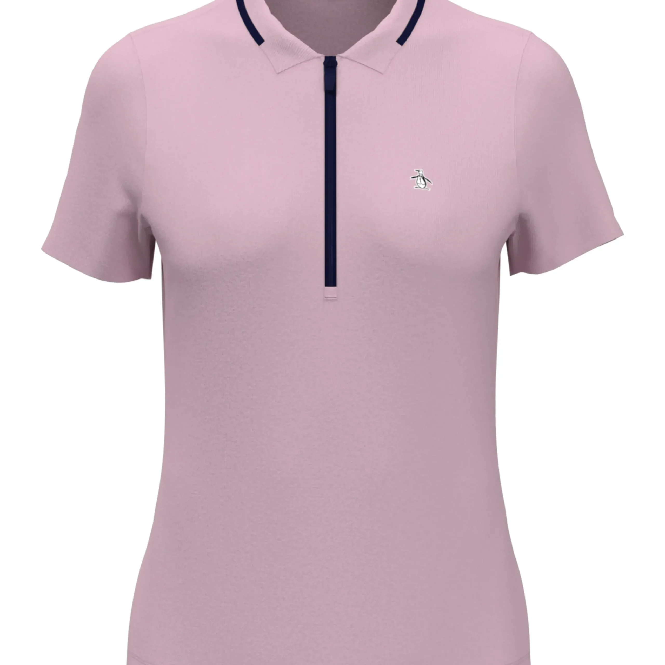 Women's Ribbed Golf Polo Shirt With Metallic Zip