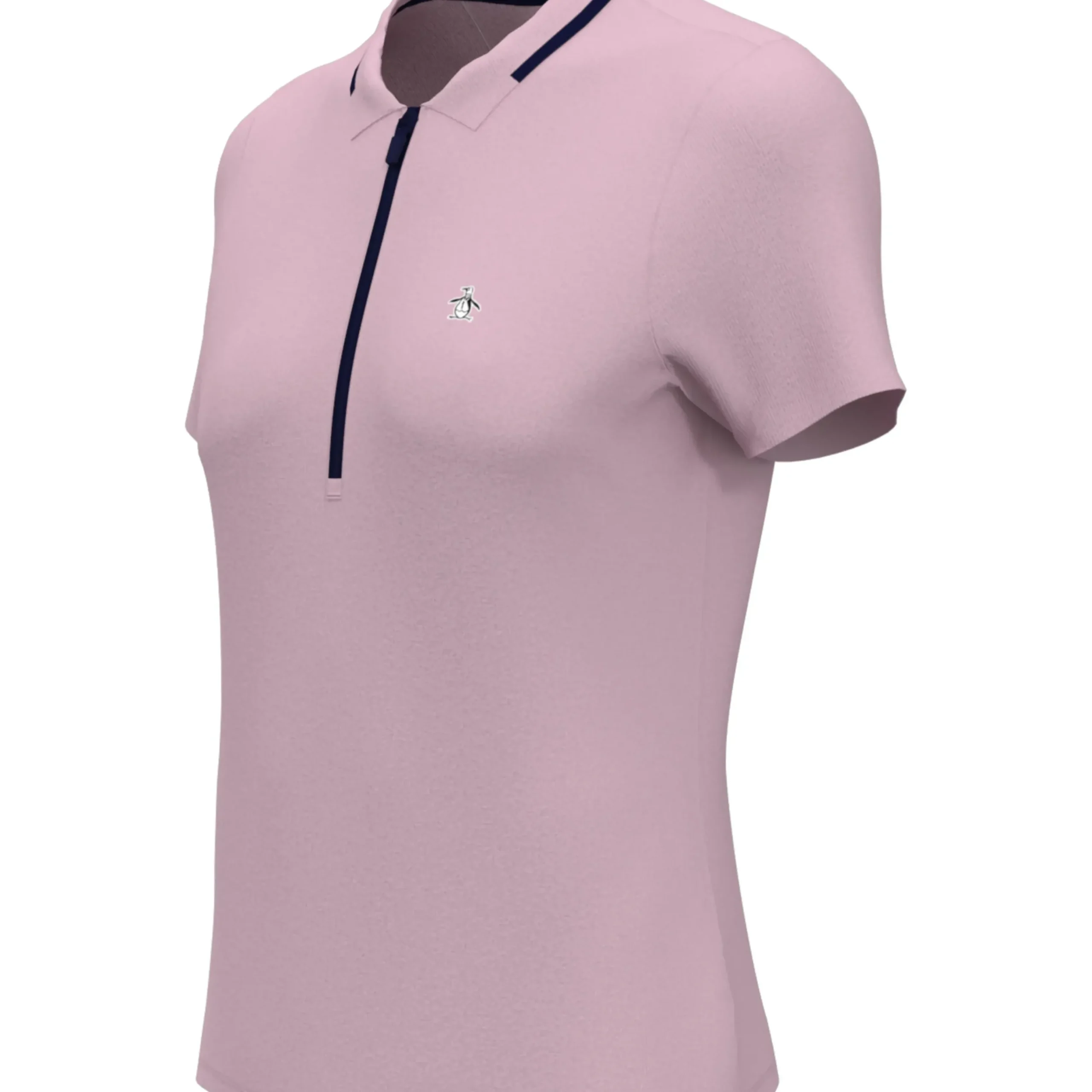 Women's Ribbed Golf Polo Shirt With Metallic Zip