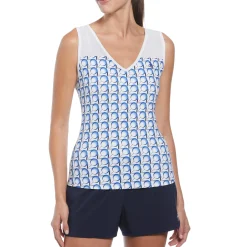 Women's Tennis Print V-Neck Tank Top