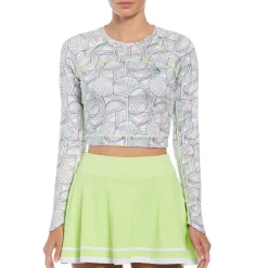 Women's Tennis Racket Print Sun Protection Cropped Tennis Top