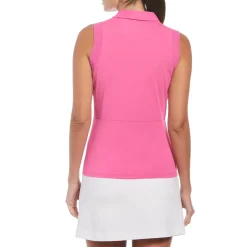 Women's 1/4 Zip Mesh Block Sleeveless Golf Polo