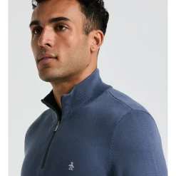 1/4 Zip Cotton Jersey Sweater