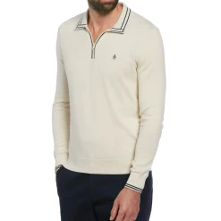1/4 Zip Cotton Sweater Polo
